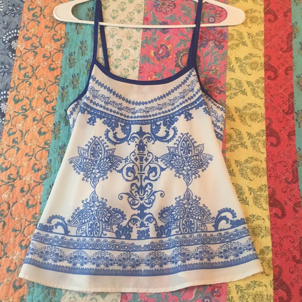 Blue & white tank top